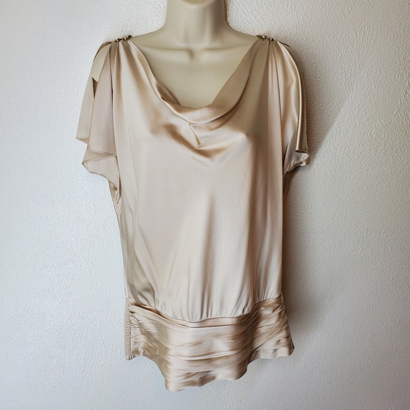 White House Black Market Tops - White House Black Market Silk Stretch Cream Top
